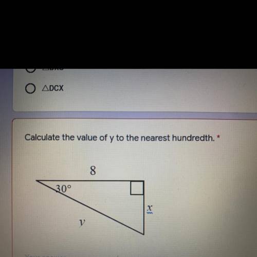 Calculate the value of y to the nearest hundredth.