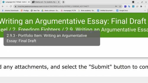 Read closely pls. Writing an Argumentative Essay: Final Draft Portfolio item