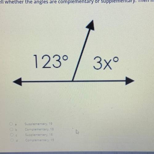 What is x if one and is 123 and the other is 3x on a straight line