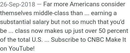 Why do most people in the United States today consider themselves to be part of the middle class?