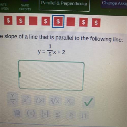 Write the slope of a line that is parallel to the following line: