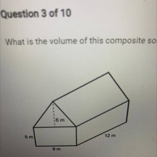 What is the volume of this composite solid?

A. 1188 cubic meters
B. 567 cubic meters
C. 864 cubic