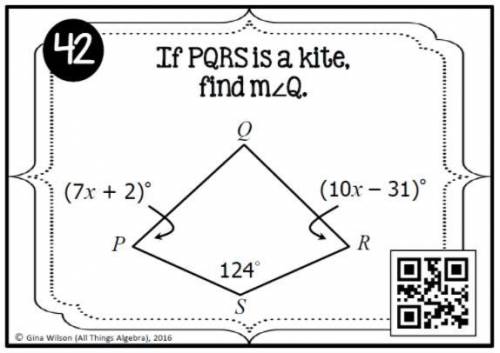 If PQRS is a kite, find m angle Q
