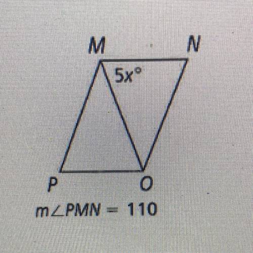 5. For rhombus PMNO, find x.
