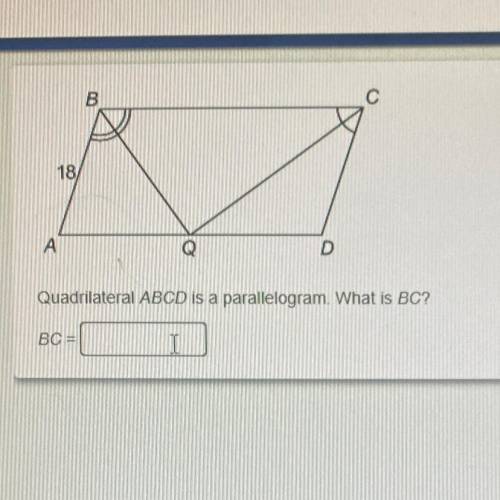 Quadrilateral ABCD is a parallelogram. What is BC?