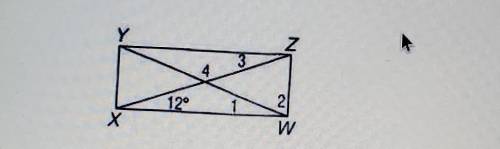 1. In rectangle XYZW, find m<1, m<2, m<3, m<4​