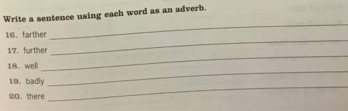 Write a sentence using each word as an adverb.

please help with 16-20
will mark as brainliest