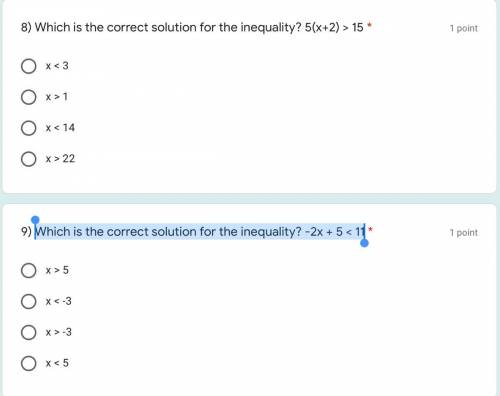 Which is the correct solution for the inequality? -2x + 5 < 11 and Which is the correct solution