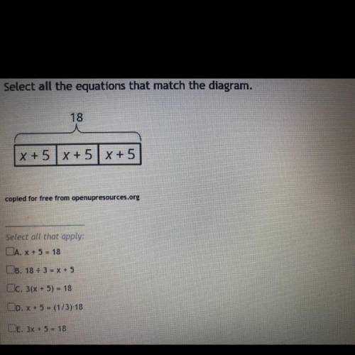 PLEASE ANSWER FOR BRAINLIEST AND EXPLAIN 
Select all equation should that match the diagram