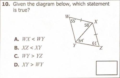 I need help with this multiple choice question.

Given the diagram below, which statement is true?