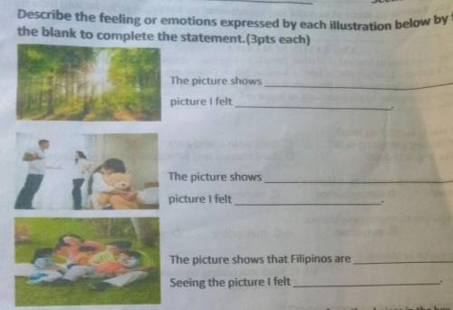Describe the feeling emotions expressed by each illustration below by filling out the blank to comp