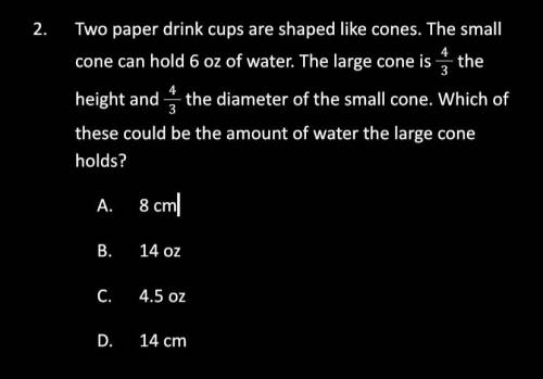 Two paper drink cups are shaped like cones. The small cone can hold 6 oz of water. The large cone i
