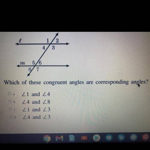 Help plz!

The Corresponding Angles Conjecture states that if two
parallel lines are cut by a tran