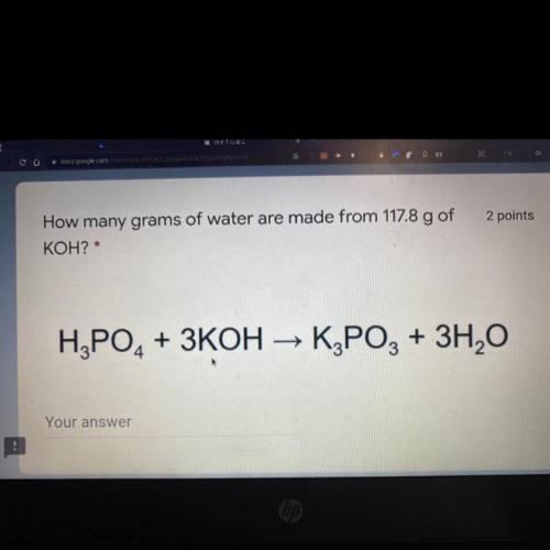 How many grams of water are made from 117.8 g of KOH? *
Н3РО4 + ЗКОН – К3РО3 + 3H2O