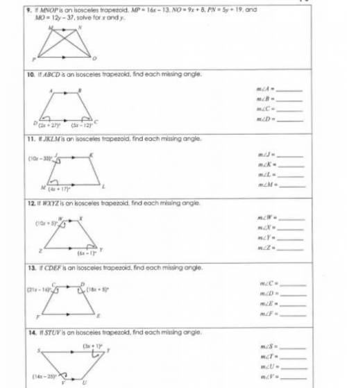 I need someone to help me with these trapezoids for Geometry?