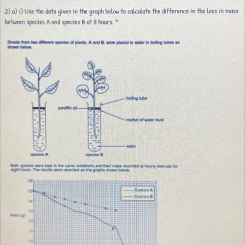 2) c) What would you expect to happen to the rate of loss of mass if species A and B had

roots? G