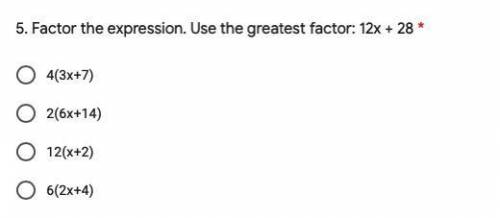 Factor the expression. use the greatest factor: 12x+28