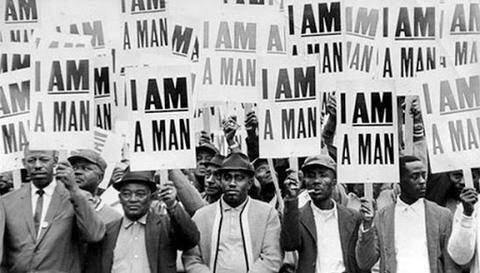 How is the message that the “I Am A Man” posters are sending similar to the “Black Lives Matter” po