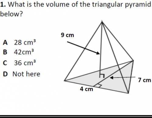 What is the volume of the triangular pyramid below?