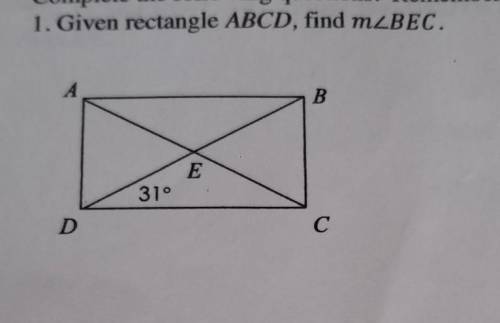 Given rectangle ABCD, find m<BEC​