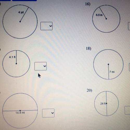 Please help and fill out please

Look at picture 
Find the circumference of a circle and round you
