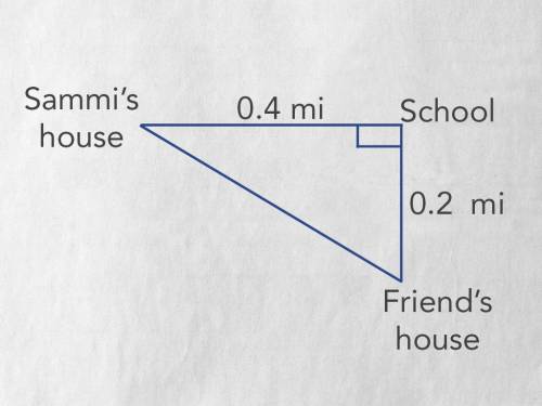 Sammi walked from her house to school and then to her friend’s house. The diagram shows the locatio