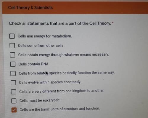 I forgot which parts are part of the cell theory LOL​