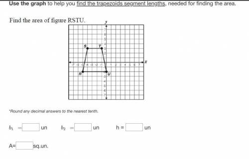 Use the graph to help you find the trapezoids segment lengths, needed for finding the area.

*Roun