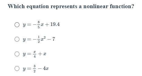 Which equation represents a nonlinear function?
