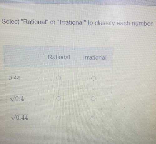 Select Rational or Irrational plz help a lot of points​