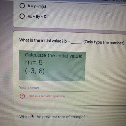 Calculate the initial value:
m= 5
(-3, 6)