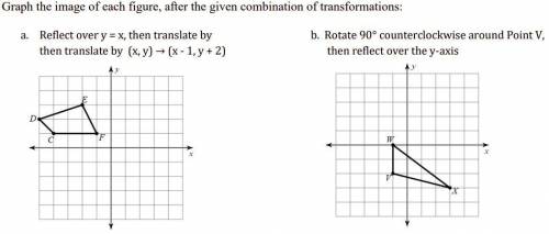 (PLEASE HELP WITH EXPLANATION)

Graph the image of each figure, after the given combination of tra