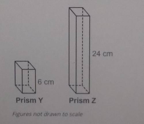 The two rectangular prisms shown have bases with the same area. Which statement is true?

A. The v
