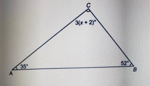 2. The following triangle ,∆ABC, has angle measures as shown.

Step 1: What is the value of x? Sho