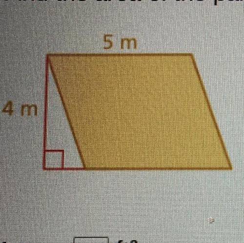 Please help!!! ASAP

Above is the shape and the question asks “find the area of the parallelogram