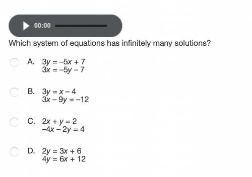 Which system of equations has infinitely many solutions?