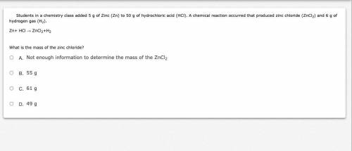 What is the mass of the zinc chloride?