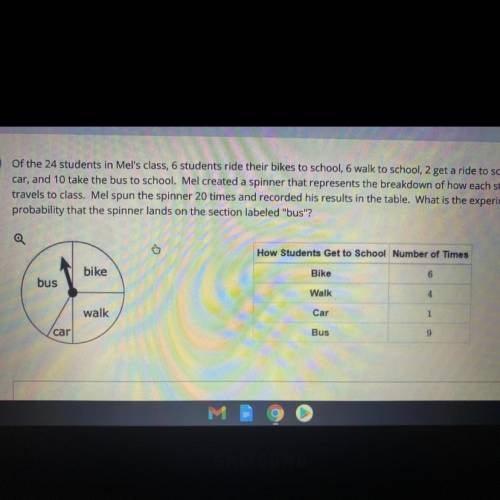Of the 24 students in Mel's class, 6 students ride their bikes to school, 6 walk to school, 2 get a