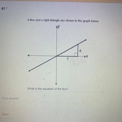 A line and a right triangle are shown in the graph below.

What is the equation of the line?