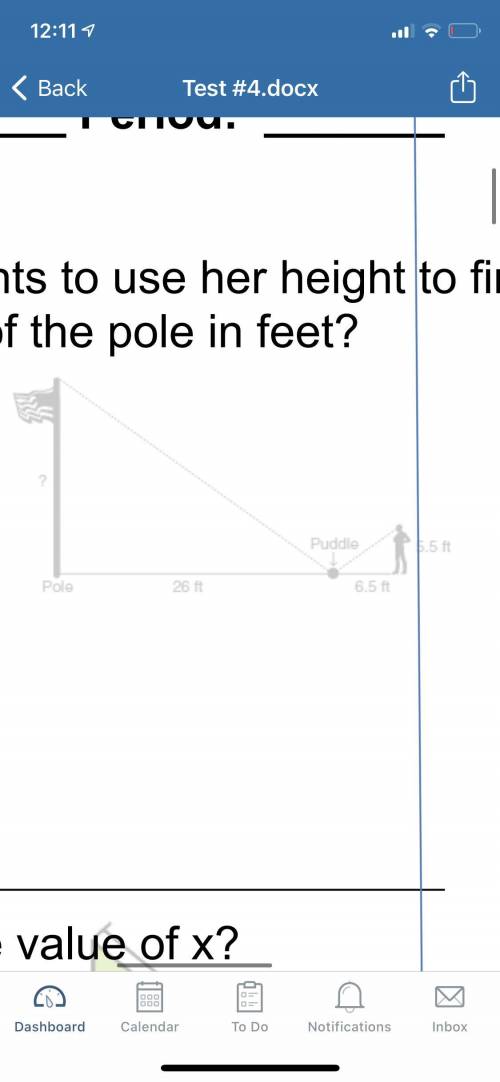 Crystal wants to use her height to find the height of the pole. What is the height of the pole in f