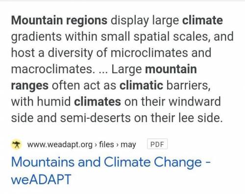 How does a range of mountains affect the climate of a region
