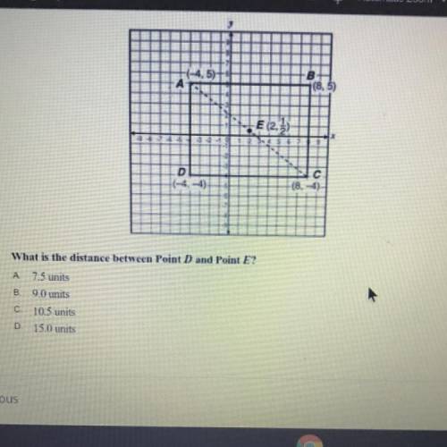 I need to find the distance between point D and point E!!!