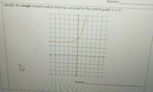 Identify the single transformation that has occurred to the parent graph y = 3-. 10 S Answer​