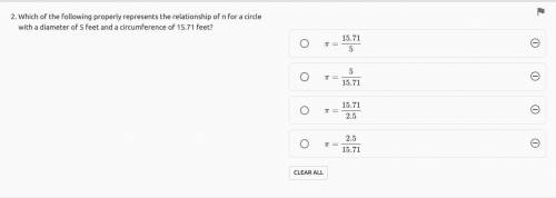 Which of the following properly represents the relationship of π for a circle with a diameter of 5