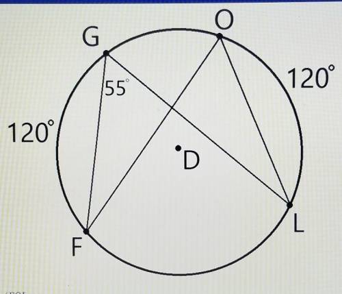 What is the measure of FOL in the following circle?

Answer choices a = 110b = 120c = 60d = 55​