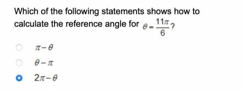 Which of the following statements shows how to calculate the reference angle for

****its C and th