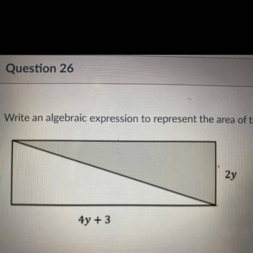 Write an algebraic expression to represent the area of the shaded region.