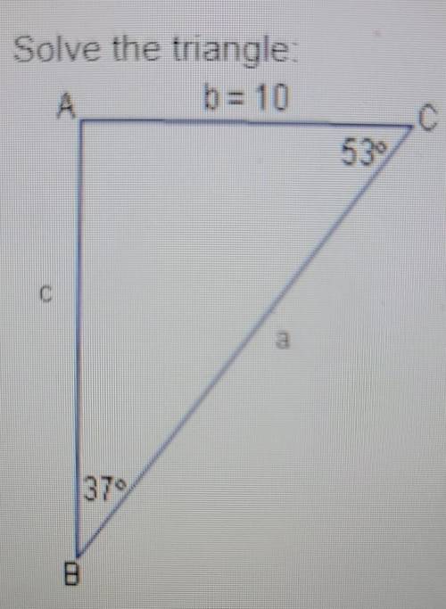 solve the triangle: a. a=13.3, c=16.6, A=90° b. a=12.5, c=7.5, A=90° c. a=7.5, c=12.5, A=90° d. a=1