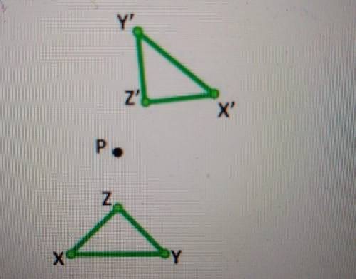 Find the angle of rotation of triangle XYZ about the point P.​