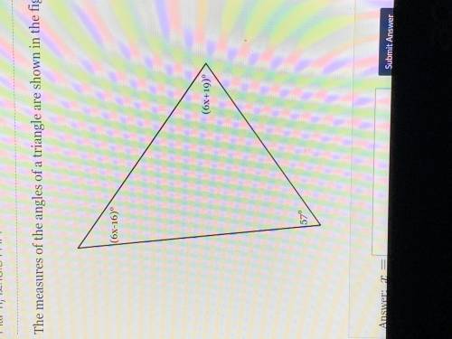 The measures of the angles of a triangle are shown in the figure below. 
solve for x